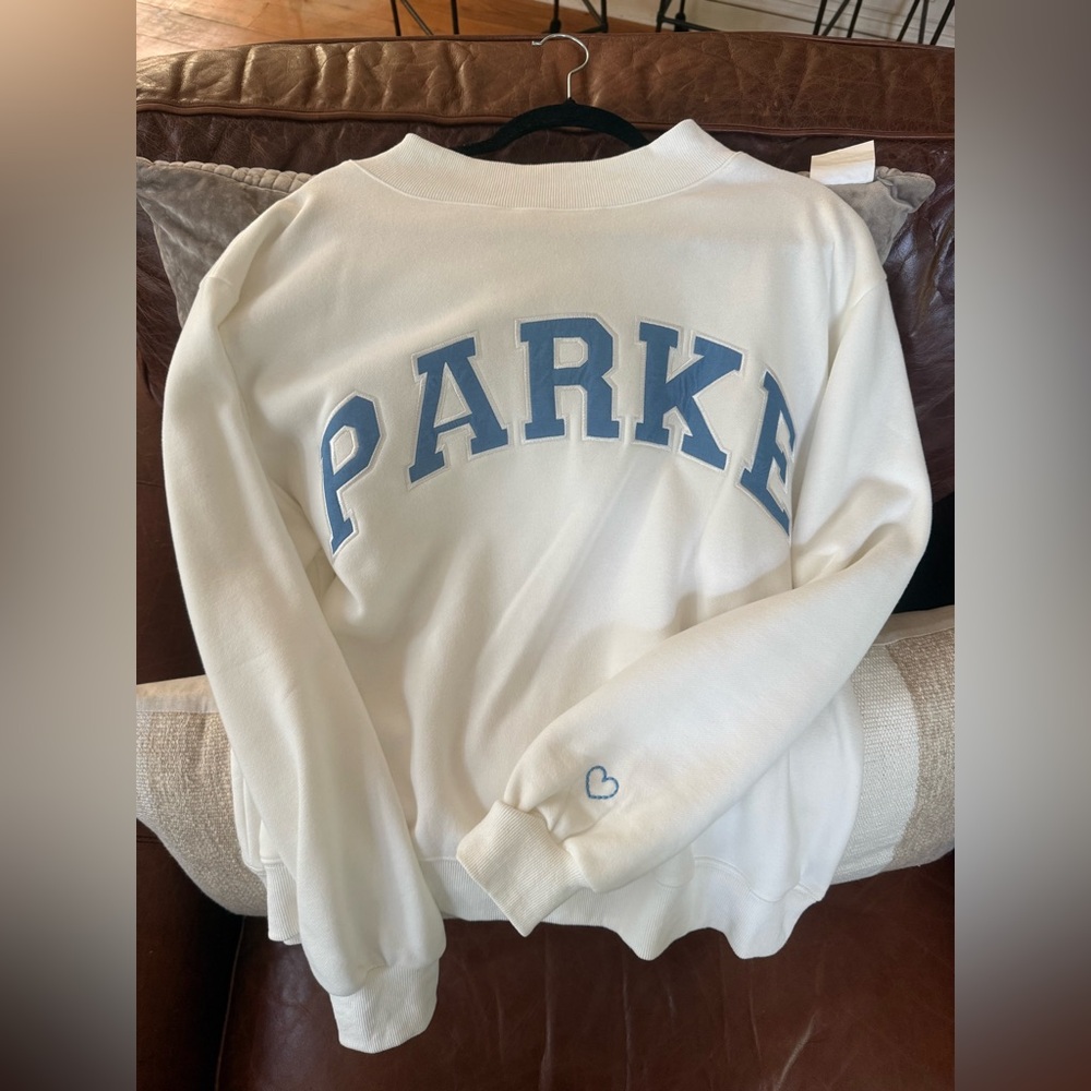 Parke White and Blue Mockneck Sweater